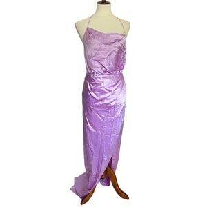 The Sei Silk Lavender Halter Open Back Dress